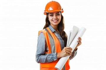Beautiful woman civil engineer is posing for success