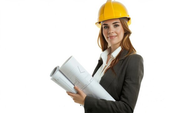 Beautiful woman civil engineer is posing for success