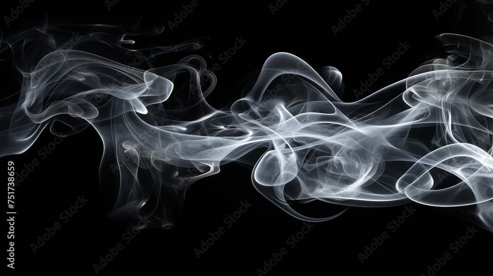 Sticker smoke fragments set against black background