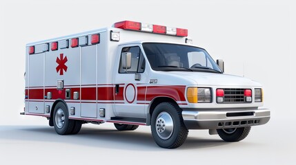 Isolated View of The Ambulance Car on a White Background. Emergency Assistance Vehicle.