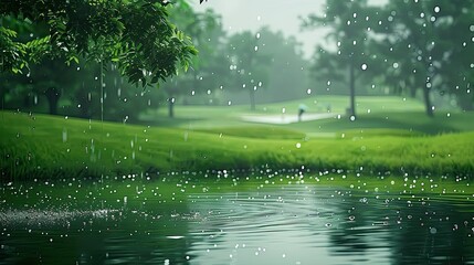 wet rain golf course
