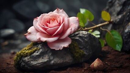 Stone Symphony: A Beautiful Flower Emerging from the Heart of Stone