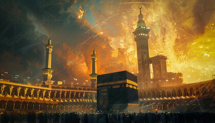 The Holy Kaaba in Mecca - obrazy, fototapety, plakaty