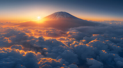 Viewing the serene cloudscape through twin airplane windows at dawn