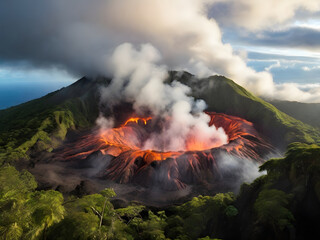 volcano, berg, landschaft, natur, qualm, feuer, dampf, lava, cloud, berg, wasser, krater, himmel, heiss, nebel, geysir, gefahr, eruption, heizen, park, vulkanisch, brandwunde, wald