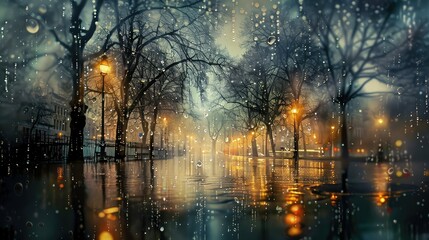gloomy winter rain - obrazy, fototapety, plakaty
