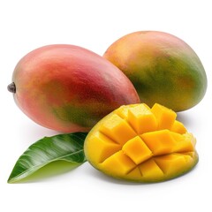 multiple a slice mango isolated on white background