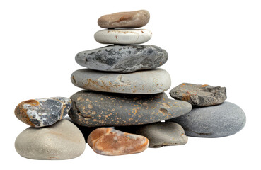 Zen-like stack of multi-colored stones, cut out - stock png.