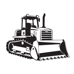 Bulldozer in cartoon, doodle style . Image for t-shirt, web, mobile apps and ui. Isolated 2d vector illustration in logo, icon, sketch style, Eps 10, black and white. AI Generative