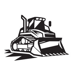 Bulldozer in cartoon, doodle style . Image for t-shirt, web, mobile apps and ui. Isolated 2d vector illustration in logo, icon, sketch style, Eps 10, black and white. AI Generative