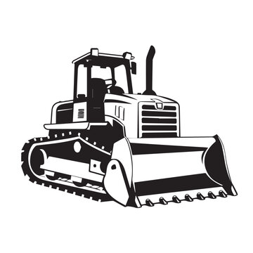 recommend clip art: Bulldozer in cartoon, doodle style . Image for t-shirt, web, mobile apps and ui. Isolated 2d vector illustration in logo, icon, sketch style, Eps 10, black and white. AI Generative