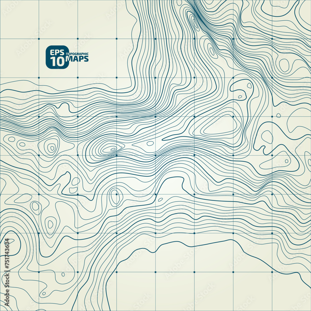 Poster stylized height of the topographic contour in lines and contours. сoncept of a conditional geography