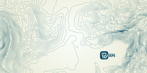 The stylized height of the topographic contour in lines and contours. The concept of a conditional geography scheme and the terrain path. Vector illustration.