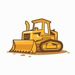 Naklejka premium Bulldozer in cartoon, doodle style. Image for t-shirt, web, mobile apps and ui. Isolated 2d vector illustration in logo, icon, sketch style, Eps 10. AI Generative
