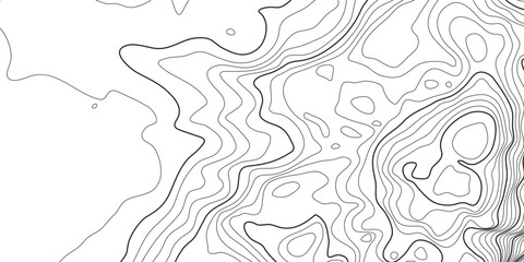 Topographic pattern texture. Black contours on white vector topography. Geographic mountain topographic. Map on land strok terrain. Elevation graphic contour height lines. Vector Illustration.