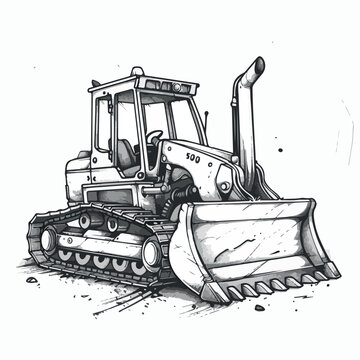 recommend clip art: Bulldozer in cartoon, doodle style. Image for t-shirt, web, mobile apps and ui. Isolated 2d vector illustration in logo, icon, sketch style, Eps 10. AI Generative
