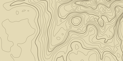 Topographic pattern texture. Brown contours on beige background. vector topography. Geographic mountain topographic. Map on land strok terrain. Elevation on graphic height lines. Vector Illustration.