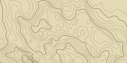 Topographic pattern texture. Brown contours on beige background. vector topography. Geographic mountain topographic. Map on land strok terrain. Elevation on graphic height lines. Vector Illustration.