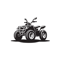 Naklejka premium Quad bike in cartoon, doodle style . Image for t-shirt, web, mobile apps and ui. Isolated 2d vector illustration in logo, icon, sketch style, Eps 10, black and white. AI Generative