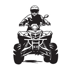 Quad bike in cartoon, doodle style . Image for t-shirt, web, mobile apps and ui. Isolated 2d vector illustration in logo, icon, sketch style, Eps 10, black and white. AI Generative
