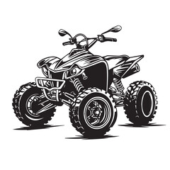 Fototapeta premium Quad bike in cartoon, doodle style . Image for t-shirt, web, mobile apps and ui. Isolated 2d vector illustration in logo, icon, sketch style, Eps 10, black and white. AI Generative
