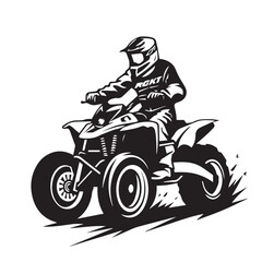 Quad bike in cartoon, doodle style . Image for t-shirt, web, mobile apps and ui. Isolated 2d vector illustration in logo, icon, sketch style, Eps 10, black and white. AI Generative