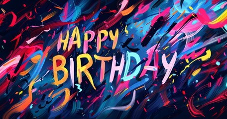 HAPPY BIRTHDAY wording on an colorful background Generative AI