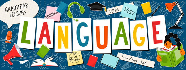 Language studying concept. Education vector illustration.