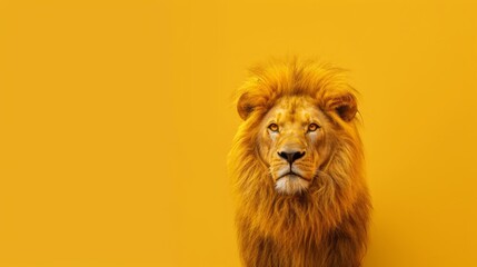 Portrait of a lion on a vivid background. Studio shot.