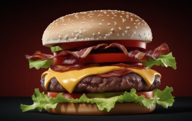 A juicy and tasty burger with lots of meat and cheese