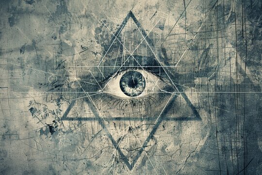 A depiction of a conspiracy theory's organigram in gritty, rebellious artwork, marked with scratches for added intensity