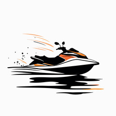 Jet ski in cartoon, doodle style. Image for t-shirt, web, mobile apps and ui. Isolated 2d vector illustration in logo, icon, sketch style, Eps 10. AI Generative