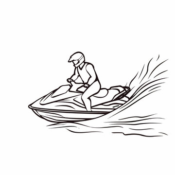 recommend clip art: Jet ski in cartoon, doodle style. Image for t-shirt, web, mobile apps and ui. Isolated 2d vector illustration in logo, icon, sketch style, Eps 10. AI Generative