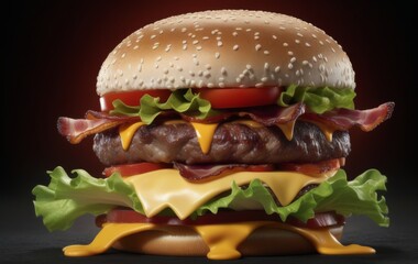 A juicy and tasty burger with lots of meat and cheese