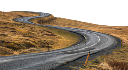 Winding desert road, cut out - stock png.