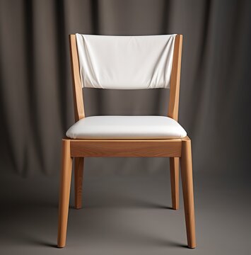 An elegant and simple wooden chair with a white upholstered seat. Chair in a combination of natural and neutral materials with a versatile design.