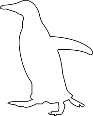 Obraz premium Penguin black icon line winter vector isolated on transparent background. Logo baby cartoon character symbol graphic doodle animal element, characters play fun, make snowman, skating and skiing