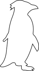 Penguin black icon line winter vector isolated on transparent background. Logo baby cartoon character symbol graphic doodle animal element, characters play fun, make snowman, skating and skiing