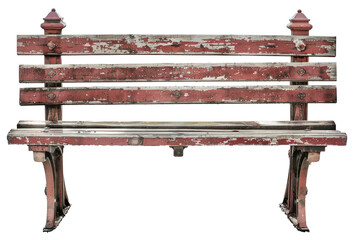 Old wooden bench on transparent background - stock png. - obrazy, fototapety, plakaty