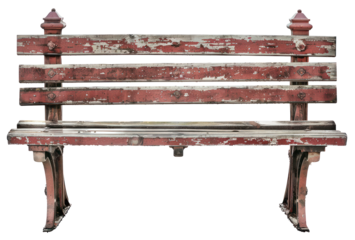 Old wooden bench, cut out - stock png.