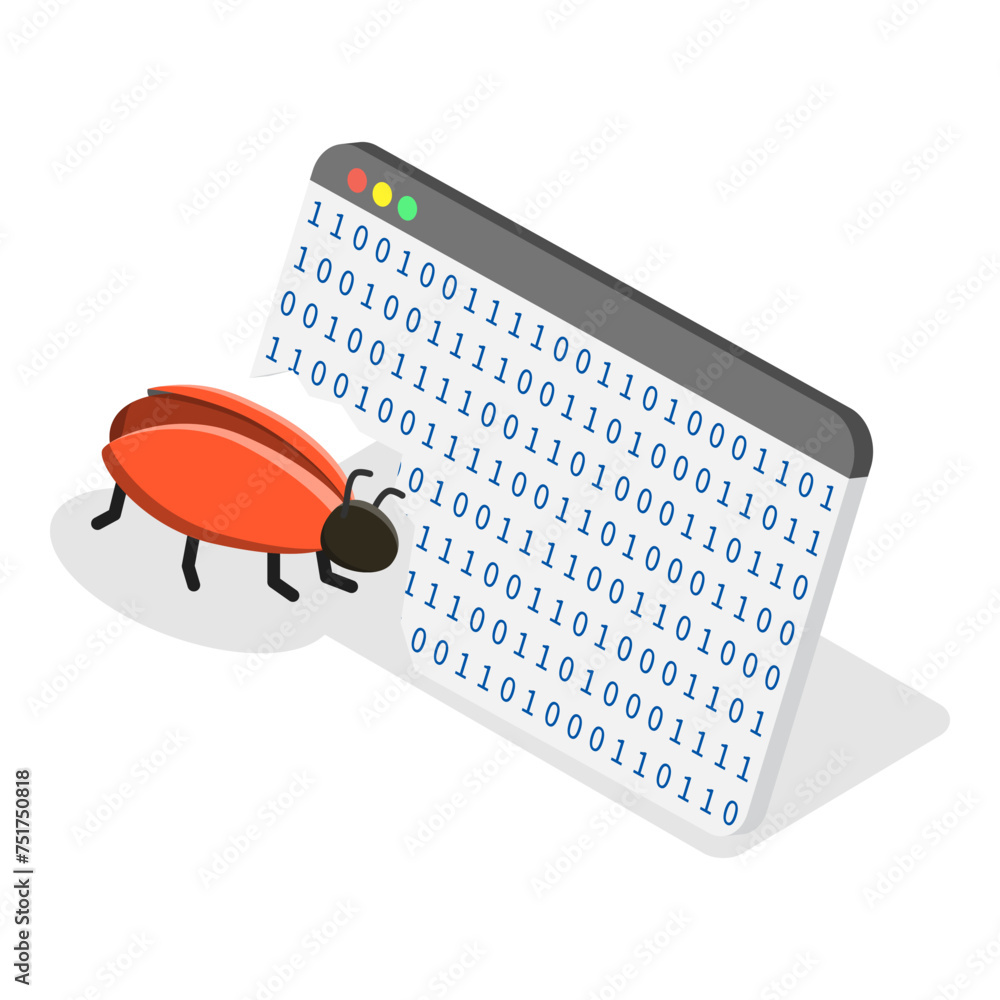 Poster 3d isometric flat vector set of hacker icons, cyber crime. item 8