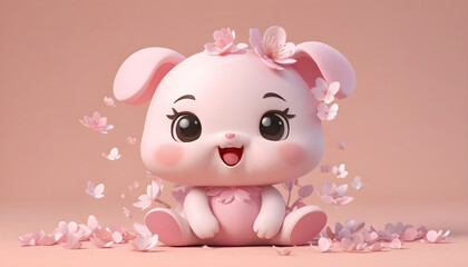Naklejka premium Cute cherry blossom character