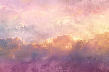 Obraz na płótnie Canvas Forge a mottled background inspired by the ephemeral beauty of clouds at sunset, with soft pinks, purples, and golds blending across the horizon