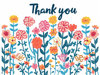 Elegant thank you card with a lush floral pattern and cursive typography