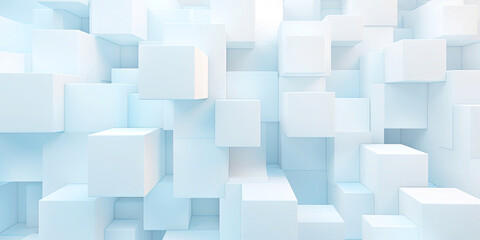 Abstract 3d white cubes background, geometric pattern texture. - obrazy, fototapety, plakaty