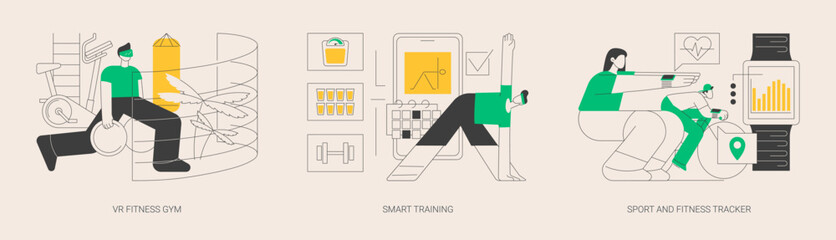 Smart personal training technologies abstract concept vector illustrations.