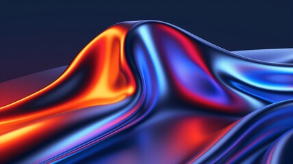 Obraz premium Abstract Satin Waves in Vibrant Blue and Orange Hues, Dynamic Liquid Texture, Modern Background or Wallpaper Concept