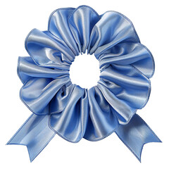 Blue Fabric Award Ribbon with Copy Space Isolated on transparent Background.