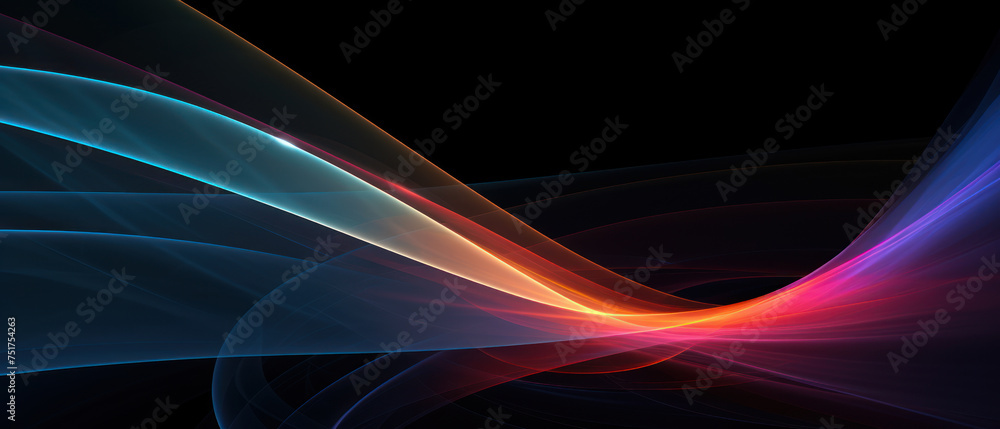 Canvas Prints multicolored neon wavy lines isolated on black background, digital glowing energy. abstract pattern 