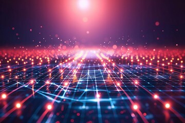 Obraz premium Digital Connectivity: Electric Blue Grid Lines Define Technology Background for Information Superhighway